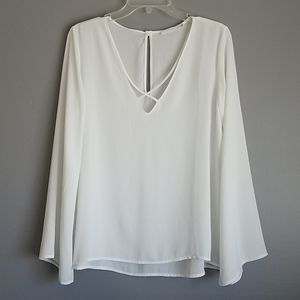 Lush Cross Front Blouse Ivory Medium